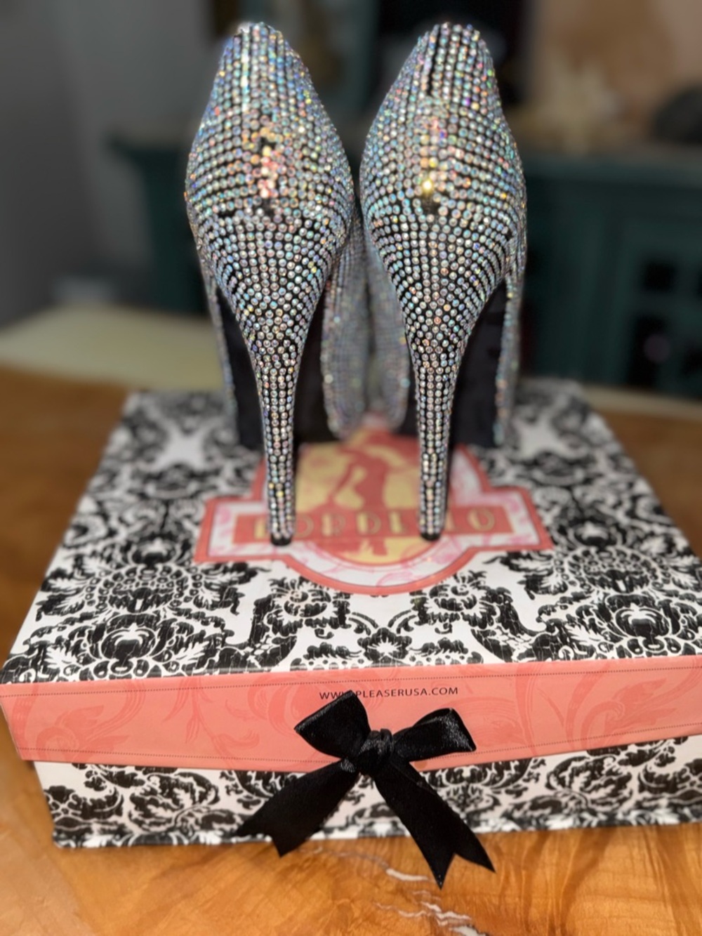 Bordello Rhinestone Crystal Platform Pumps - Picture 5 of 9